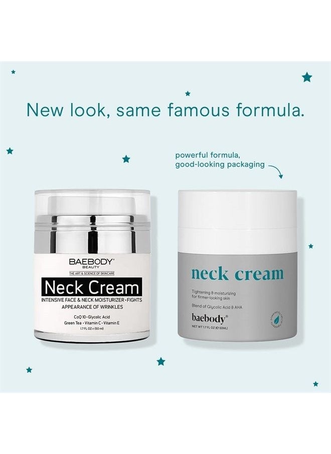 Baebody - Critically Acclaimed Firming Neck Cream - Sagging Skin Tightener with AHAs, CoQ10, Glycolic Acid, Green Tea, 1.7 Oz - Image 1