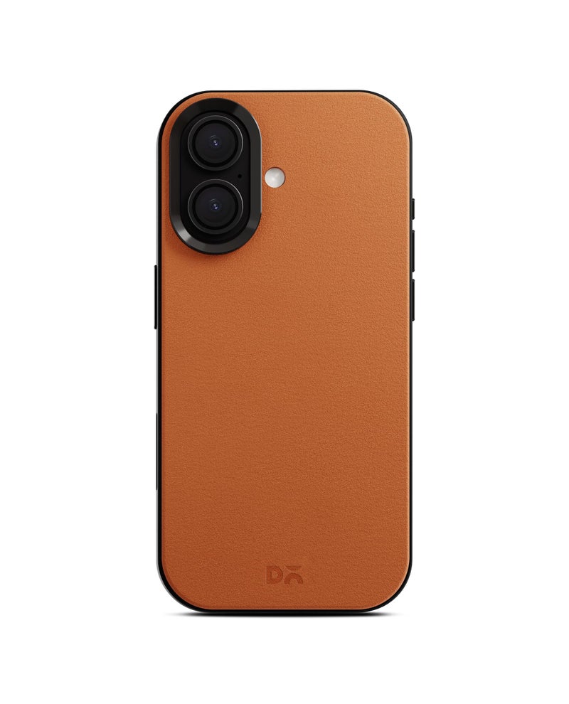 DailyObjects Leatherite Case for iPhone 16 Compatible with Mag-Safe Wireless Charging | Tan-Grey Hybrid Magnetic Back Cover - Image 1