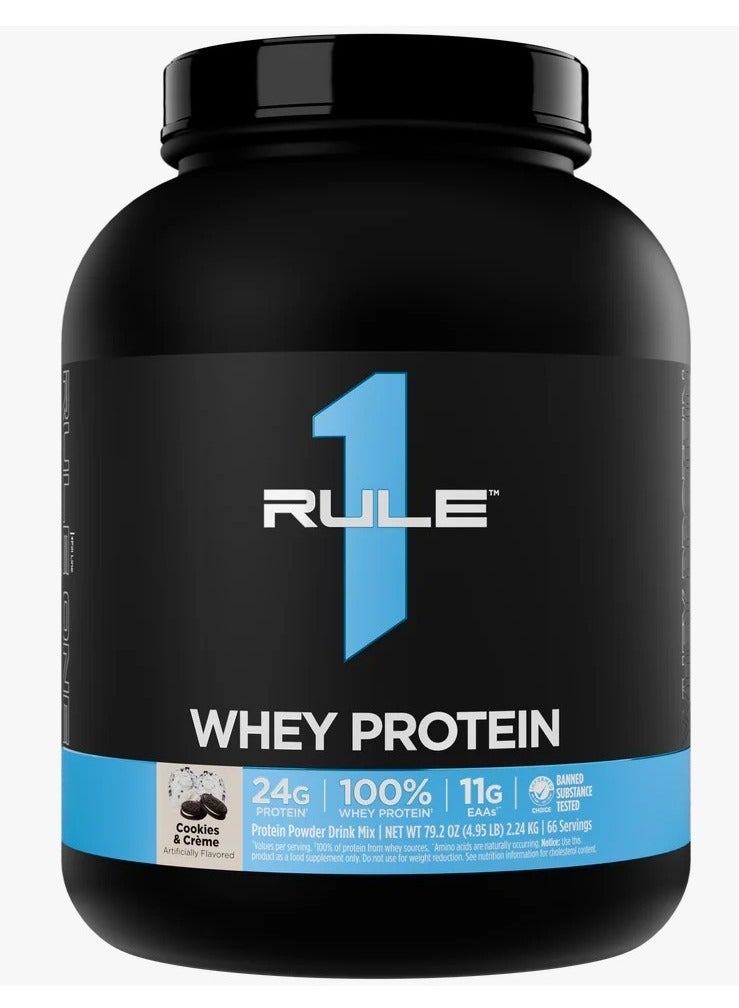 Rule1 100% Whey Blend, Support Muscle Recovery, Muscle Growth, Cookies and Cream , 4.8 lbs - Image 1