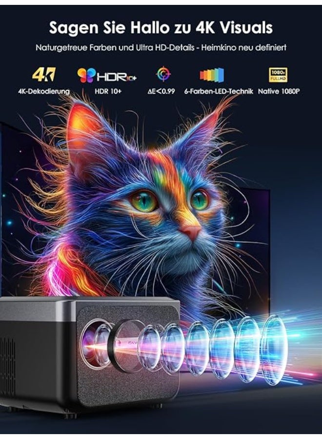 Smart LED projector with 4K support, built-in Android system, auto focus, Dolby sound, wireless connection, for home and outdoor cinema - Image 3