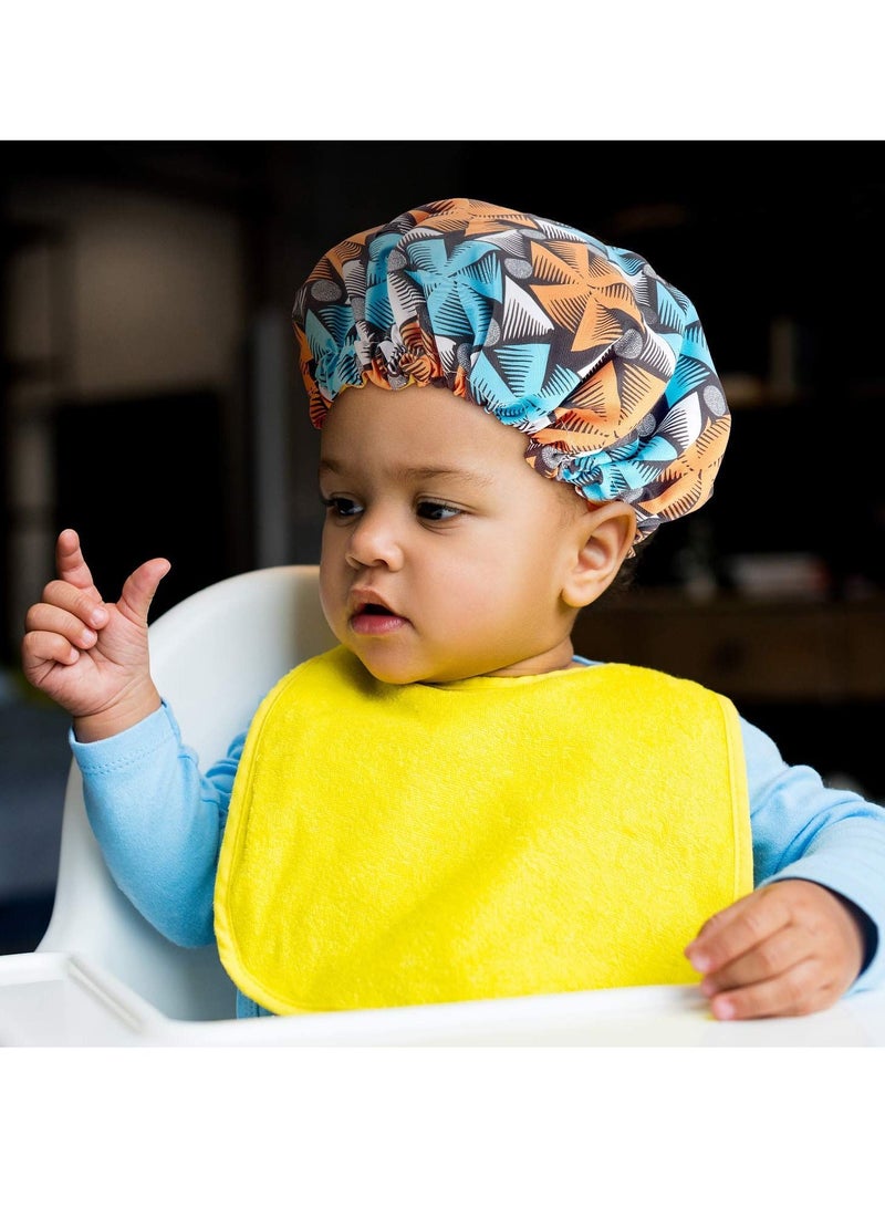 Set of Three Adjustable Satin Bonnets for Kids Reversible Soft Floral Night Caps Suitable for Babies Toddlers Teens - Image 2