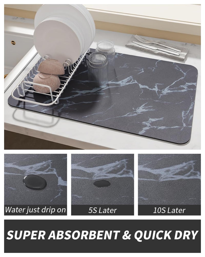 AMOAMI-Coffee Mat Hide Stain Rubber Backed Absorbent Dish Drying Mat for Kitchen Counter-Coffee Bar Accessories Fit Under Maker Machine Pot Espresso Machine Dish Rack - Image 3