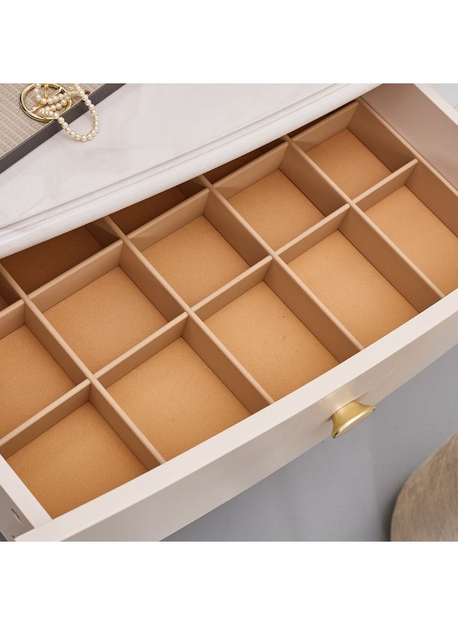 DANUBE HOME طاولة زينة ياسمين مع مرآة وكرسي مجموعة مكياج أنيقة لغرفة النوم طاولة مكياج أنيقة مع تخزين ديكور منزلي متين وعصري لمنطقة الزينة الخاصة بك - بيج فاتح - Image 5