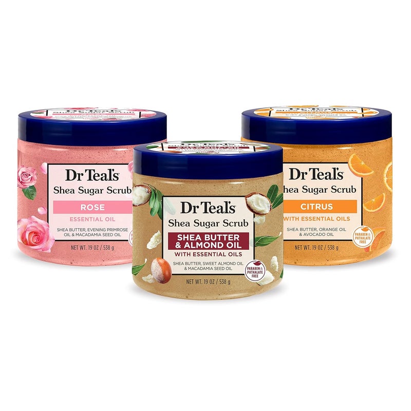 Dr Teal's Dr Teals Shea Sugar Scrub Trial Pack Rose Shea Butter Citrus 19 oz Pack of 3 