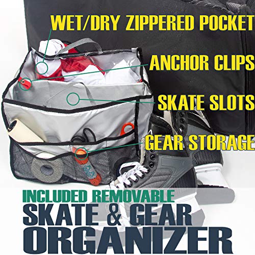 Athletico Hockey Duffle Bag - 35" Large Ice Hockey Duffel XXL Travel Bag for Equipment & Gear, with Included Organizer Caddy (Back) - Image 4