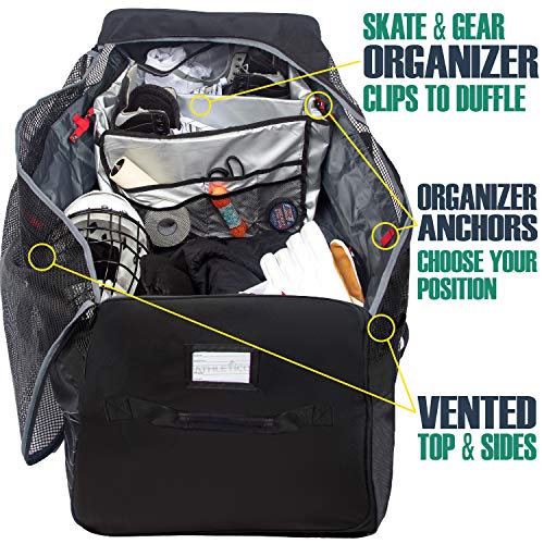 Athletico Hockey Duffle Bag - 35" Large Ice Hockey Duffel XXL Travel Bag for Equipment & Gear, with Included Organizer Caddy (Back) - Image 3
