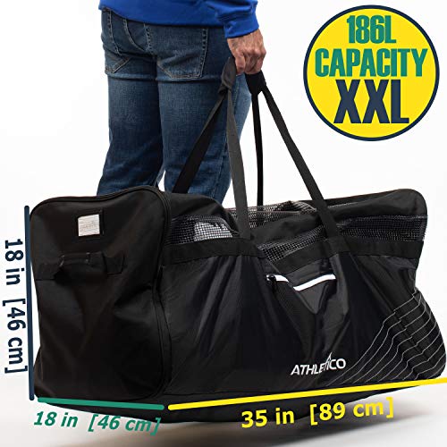 Athletico Hockey Duffle Bag - 35" Large Ice Hockey Duffel XXL Travel Bag for Equipment & Gear, with Included Organizer Caddy (Back) - Image 5