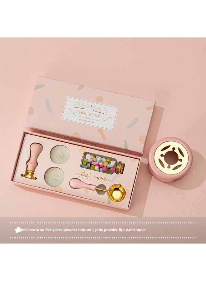 Autonomy New Macaron Fire Lacquer Wax Grain Furnace Seal Hand Account Valentine's Day Birthday Gift Lacquer Seal Full Set - Image 1