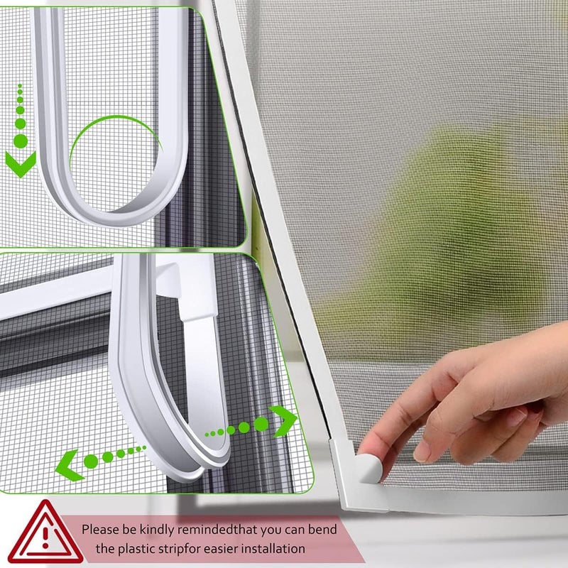 إطار أبيض شبكة رمادية مقاس كبير ستارة شبكية ذاتية اللصق مضادة للبعوض للشباك بنظام DIY بدون حفر، مناسبة لمختلف النوافذ وديكور المنزل، هدايا للمناسبات. - Image 4