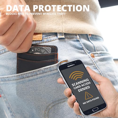 GARZINI محفظة غارزيني السحرية، محفظة بسيطة للرجال مع حامل بطاقات RFID، صندوق هدايا، محفظة جلدية لـ 8 بطاقات، كربون - Image 4