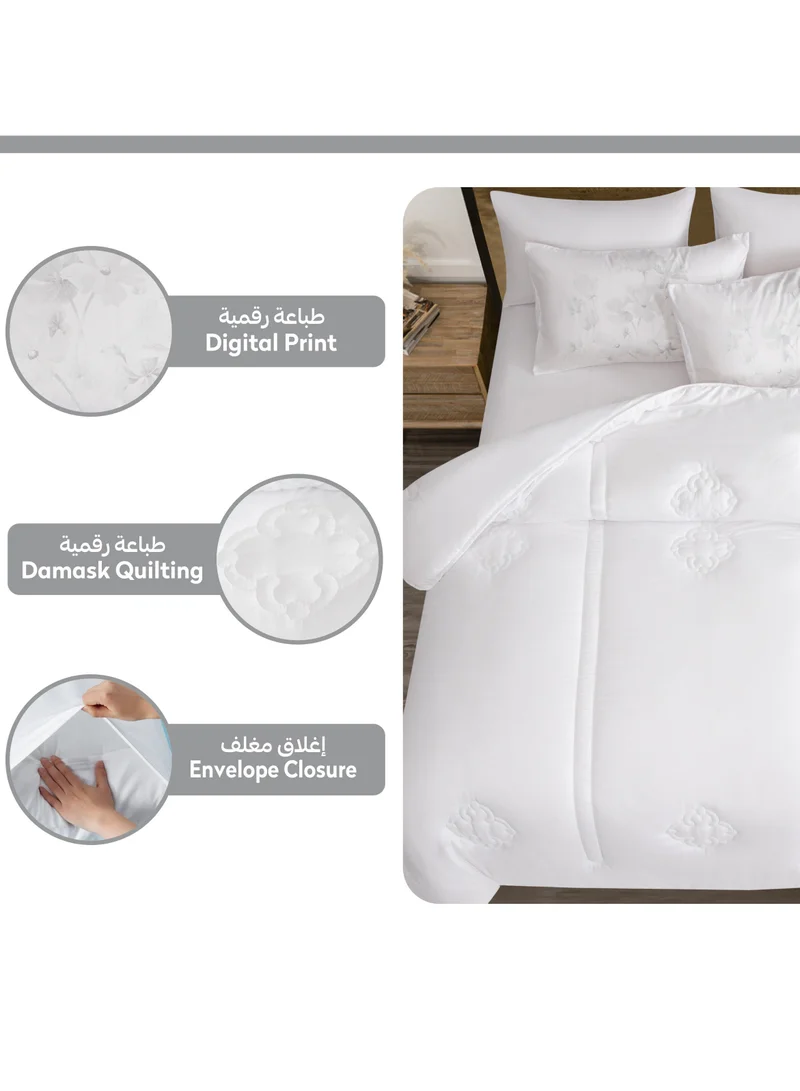 Donetella Bedding Comforter Set, Single Size Fits 120x200 cm - 4-Pcs Digital Print Quilted Bed Set, Microfiber Fabric - 1 Comforter, 1 Fitted Sheet, 1 Pillowcase And  1 Pillow Sham