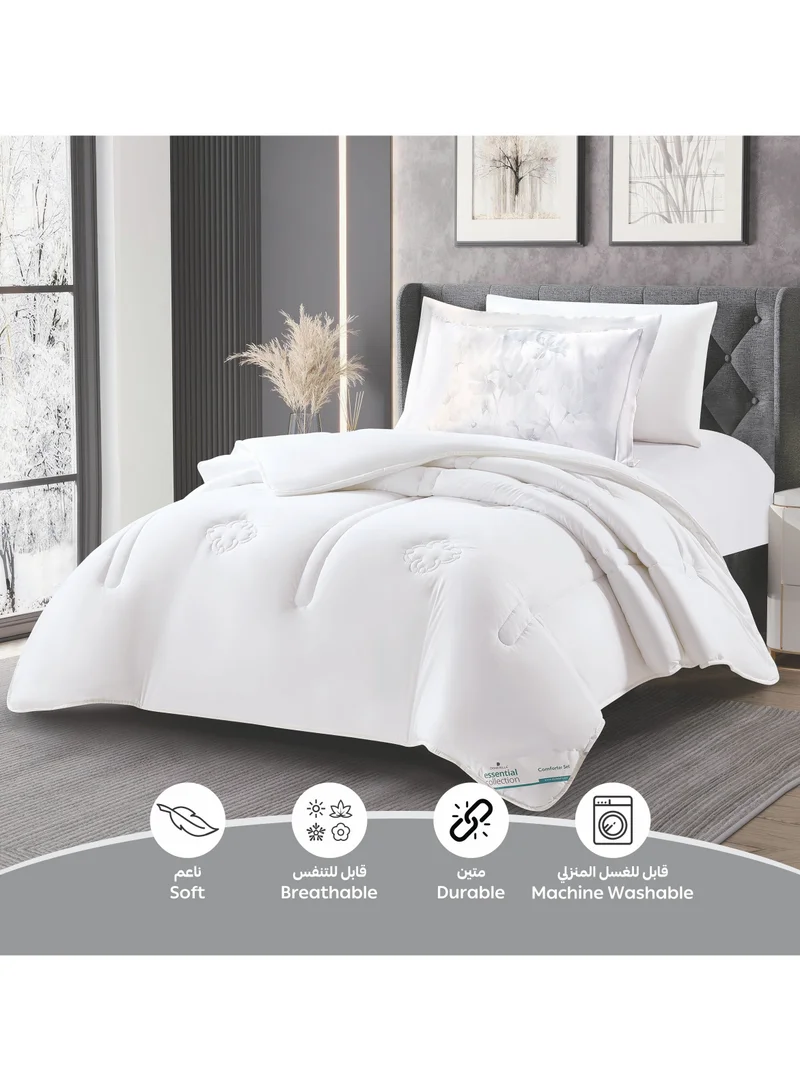 Donetella Bedding Comforter Set, Single Size Fits 120x200 cm - 4-Pcs Digital Print Quilted Bed Set, Microfiber Fabric - 1 Comforter, 1 Fitted Sheet, 1 Pillowcase And  1 Pillow Sham