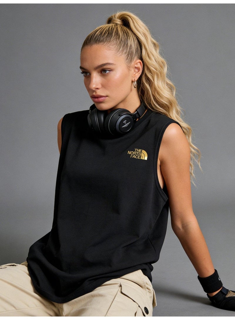 THE NORTH FACE North sleeveless vest T-shirt gold logo printing loose version-cotton round neck-the same for men and women - Image 5
