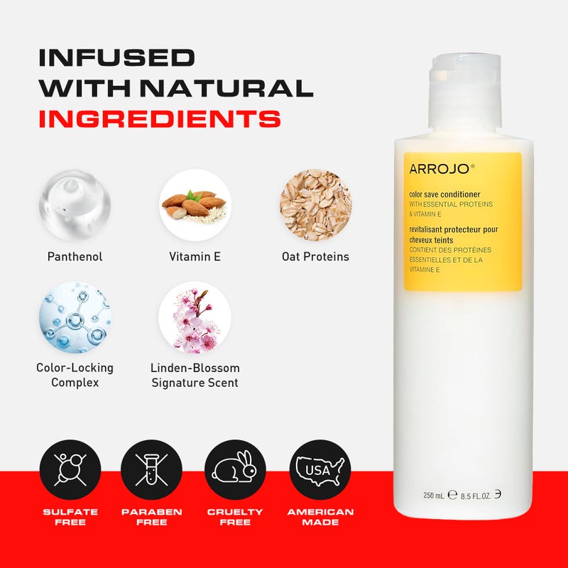 ARROJO Color Save Conditioner â€“ Sulfate & Paraben-Free Color Protect Conditioner â€“ Hydrates, Nourishes & Maintains Vibrancy, Softness & Shine for All Hair Types, 8.5 fl. oz. - Image 4