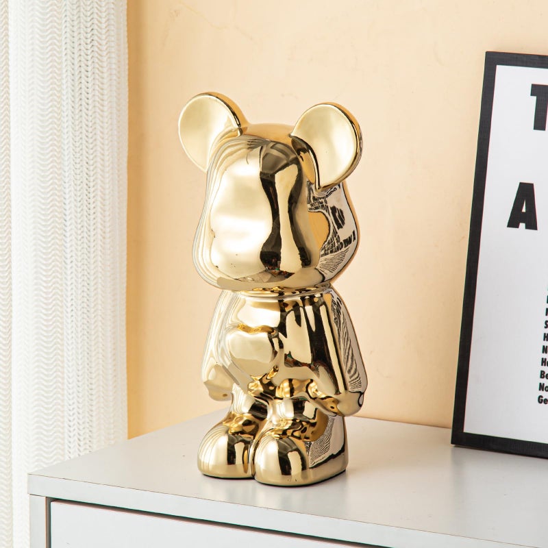 Yundu Ceramic Piggy Bank for Kids and Adults  Coin Bank for Girls and Boys  Gold Love Bear Decoration  Modern Dcor Hypebeast Room Dcor  Gifts for Birthdays