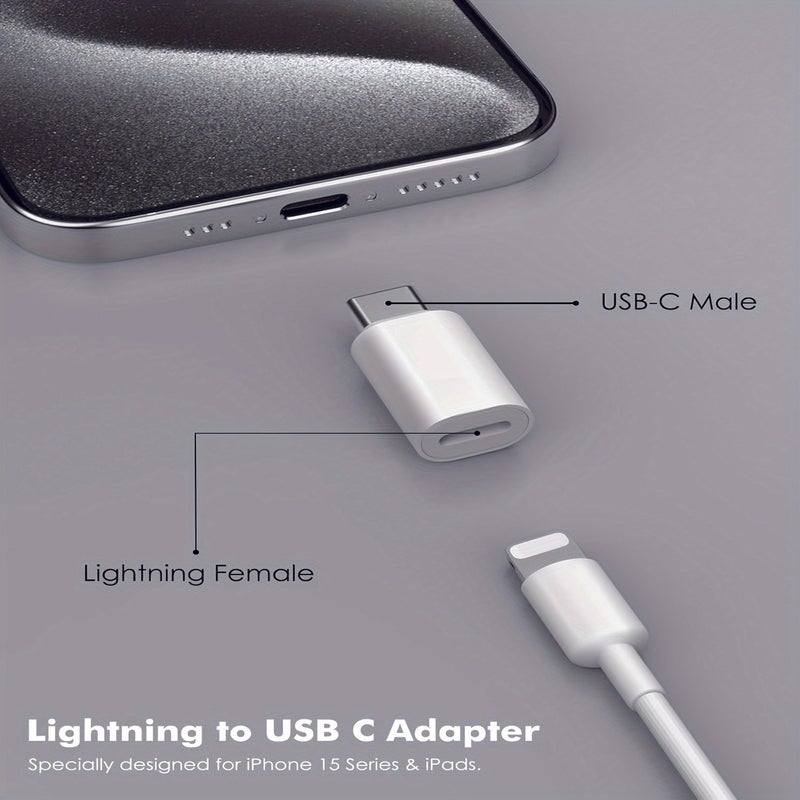 10 Pcs White Lightning Female To USB C Male Adapter For Iphone Ipad 8 Pin Charging Data Sync Connector - Image 4