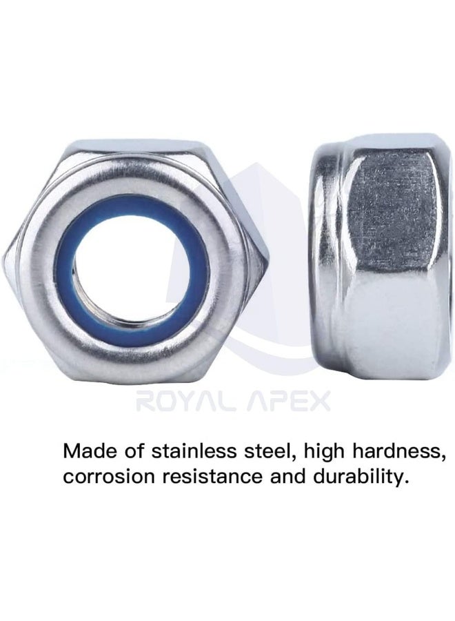 Biella Stainless Steel Hex Nuts - Nylon Insert Lock Nuts - Self-Locking Nut For Bolts And Screws, Din 985 Etc. (Pack Of 10, 8Mm) - Image 3