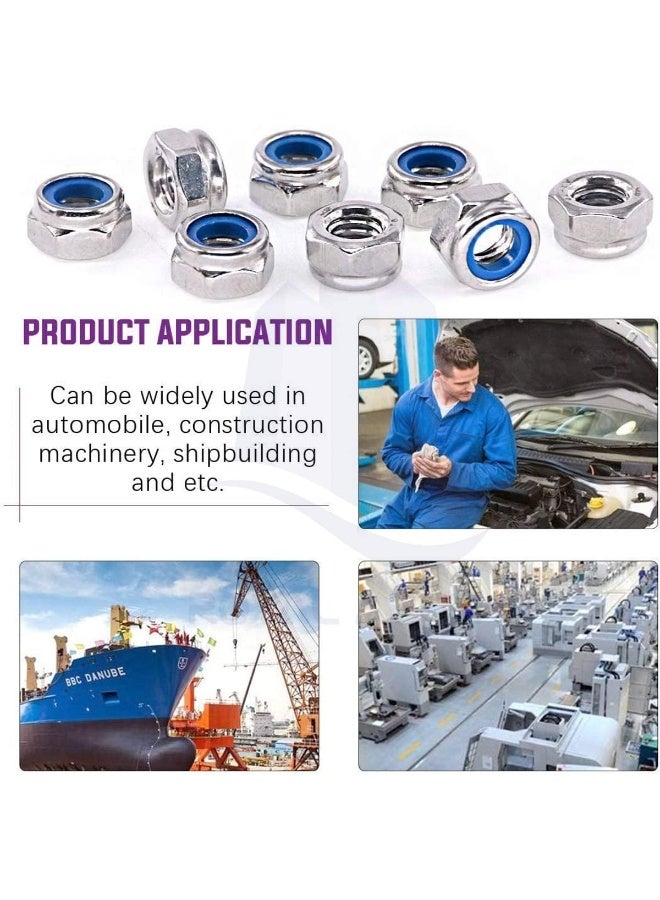 Biella Stainless Steel Hex Nuts - Nylon Insert Lock Nuts - Self-Locking Nut For Bolts And Screws, Din 985 Etc. (Pack Of 10, 8Mm) - Image 5