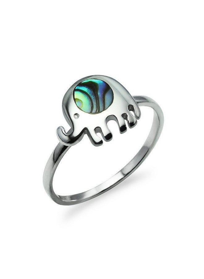 Silverline Jewelry Elephant Sterling Silver Simulated Abalone Shell Friendship Ring Size 9 - Image 1