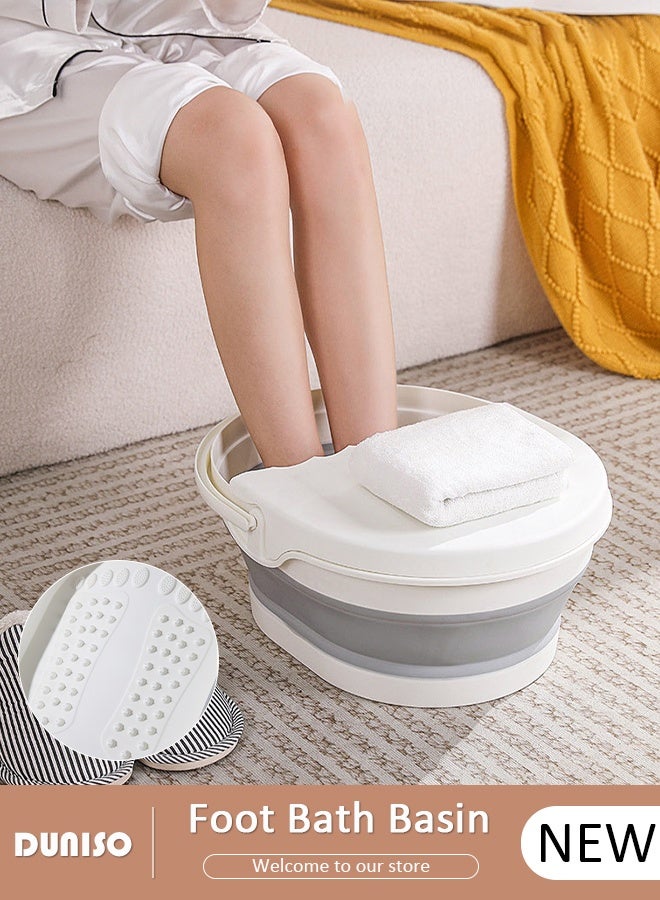 DUNISO Collapsible Foot Soak Tub Foldable Foot Bath Tub With Cover Large Capacity Foot Washing Basin Portable Foot Bath Basin for Soaking Feet Storable Plastic Foot Soaking Tub for At Home Relax Foot Spa Treatment  - Image 1