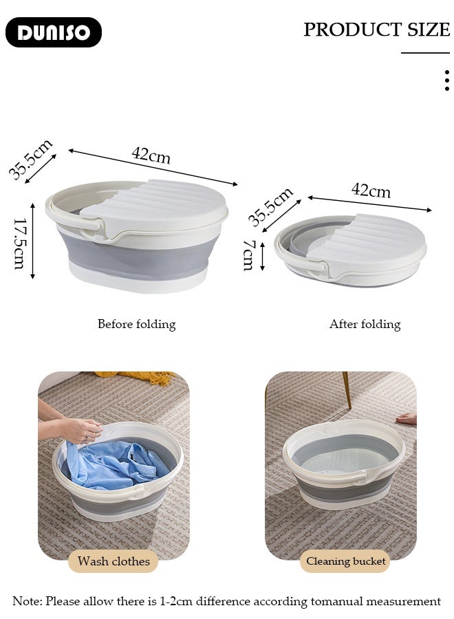 DUNISO Collapsible Foot Soak Tub Foldable Foot Bath Tub With Cover Large Capacity Foot Washing Basin Portable Foot Bath Basin for Soaking Feet Storable Plastic Foot Soaking Tub for At Home Relax Foot Spa Treatment  - Image 2