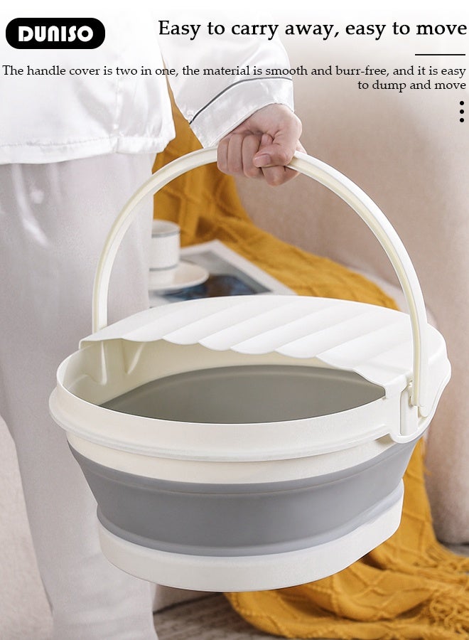 DUNISO Collapsible Foot Soak Tub Foldable Foot Bath Tub With Cover Large Capacity Foot Washing Basin Portable Foot Bath Basin for Soaking Feet Storable Plastic Foot Soaking Tub for At Home Relax Foot Spa Treatment  - Image 5
