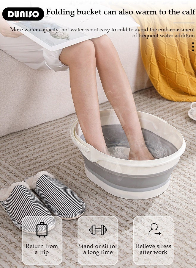 DUNISO Collapsible Foot Soak Tub Foldable Foot Bath Tub With Cover Large Capacity Foot Washing Basin Portable Foot Bath Basin for Soaking Feet Storable Plastic Foot Soaking Tub for At Home Relax Foot Spa Treatment  - Image 4