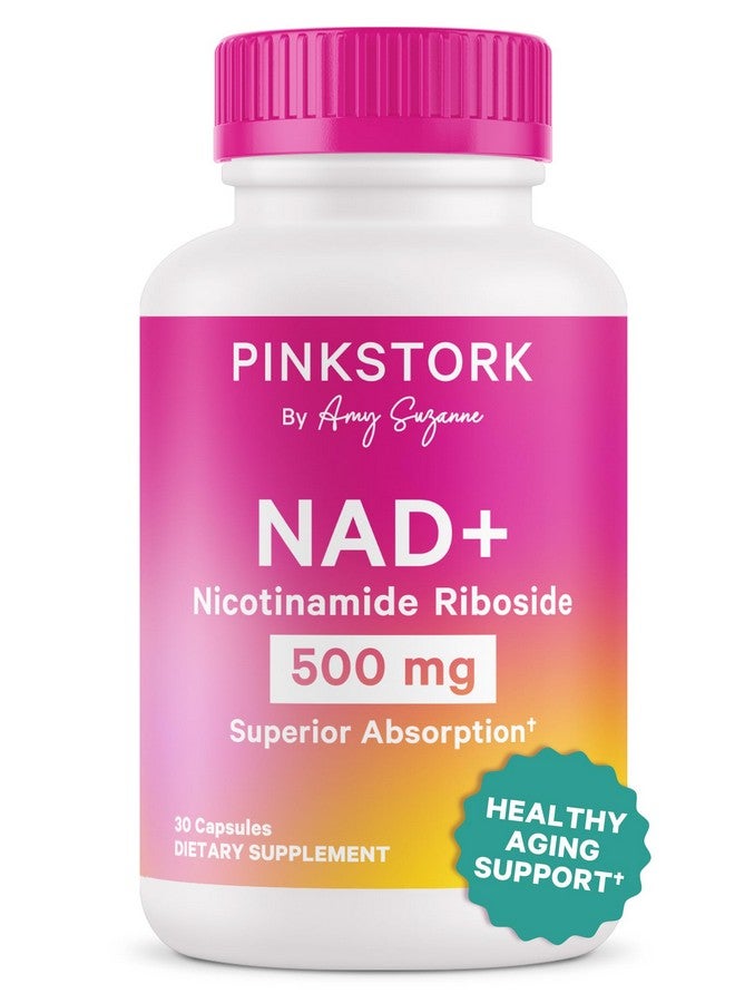 Pink Stork مكمل نيكوتيناميد ريبوسيد 500 ملغ من بينك ستورك للنساء - دعم الشيخوخة الصحية - تجديد الخلايا للطاقة، الصحة العقلية، صحة الجلد - مدروس سريرياً، 30 كبسولة - Image 1