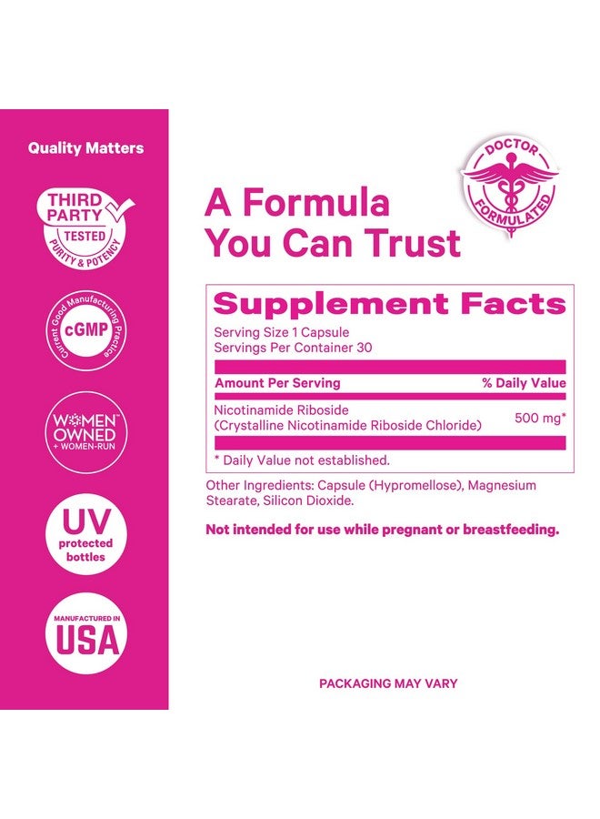 Pink Stork مكمل نيكوتيناميد ريبوسيد 500 ملغ من بينك ستورك للنساء - دعم الشيخوخة الصحية - تجديد الخلايا للطاقة، الصحة العقلية، صحة الجلد - مدروس سريرياً، 30 كبسولة - Image 4