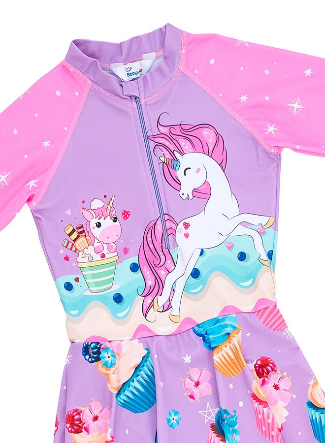 بيبي كلو طقم سباحة للبنات يونيكورن كب كيك قطعتين - Image 3