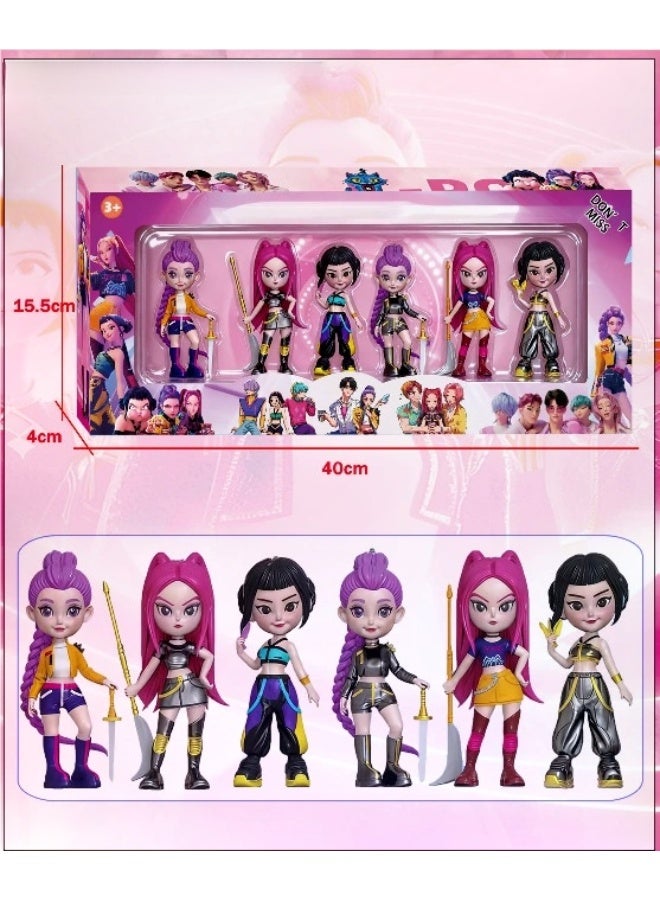 4 Inch Doll Toy Set – Pack of 6 Action Figures with Detailed Outfits, Character Weapons and Display Box for Kids Collecting and Imaginative Play