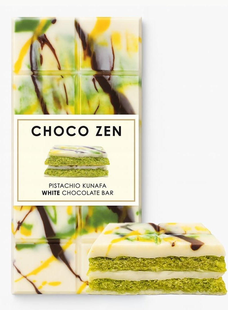Choco Zen Premium Pistachio Kunafa White Chocolate Bar 100g