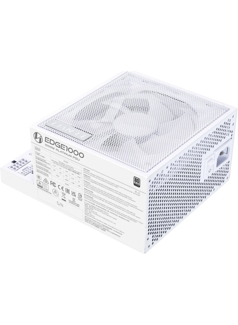 ليان لي مزود طاقة EDGE بلاتينيوم ATX 3.1، مزود طاقة مزدوج الغرفة على شكل حرف L، 80 بلس بلاتينيوم، معياري بالكامل، 12 فولت - 2×6 PCIe، مروحة PWM 120 مم، موزع USB مدمج، أبيض | EG1000 - Image 4