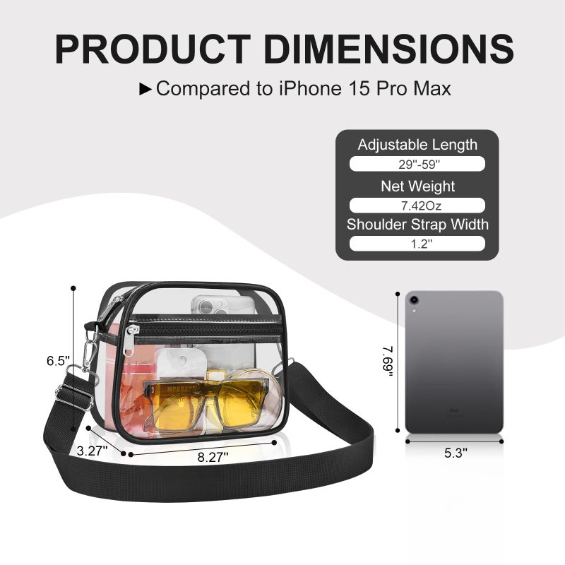USPECLARE Clear Bag for Stadium Events Clear Sports Fan Handbags Purses with Adjustbale Strap for Concerts Festivals Game Day - Image 2