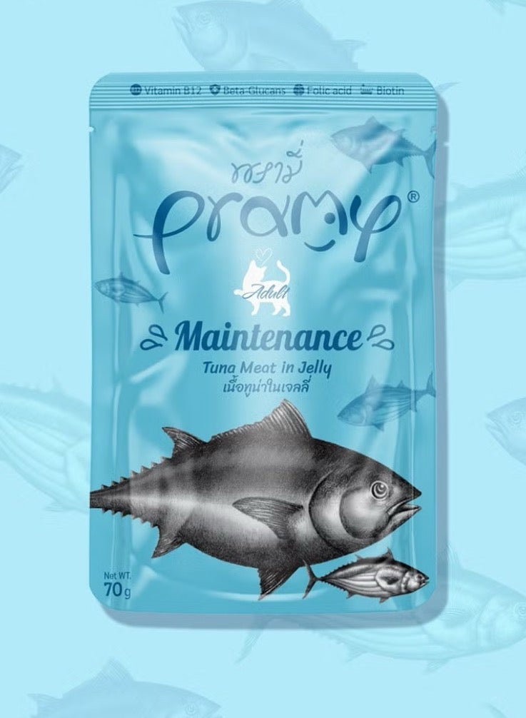 Pramy Cat Wet Food With Tuna In Jelly Flavor For All Life Stages - 6x70g - Rich in Biotin, Folic Acid, and Vitamin B12 to Support Healthy Skin, Coat, and Overall Wellness - Image 2