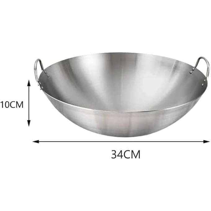 Silk Route Stainless Steel Wok Pan Stir Fry Pan Deep Frying Wok Nonstick Frying Skillet With Double Handles Flat Bottom Wok Chinese Cooking Wok 34Cm1338 Inch - Image 3