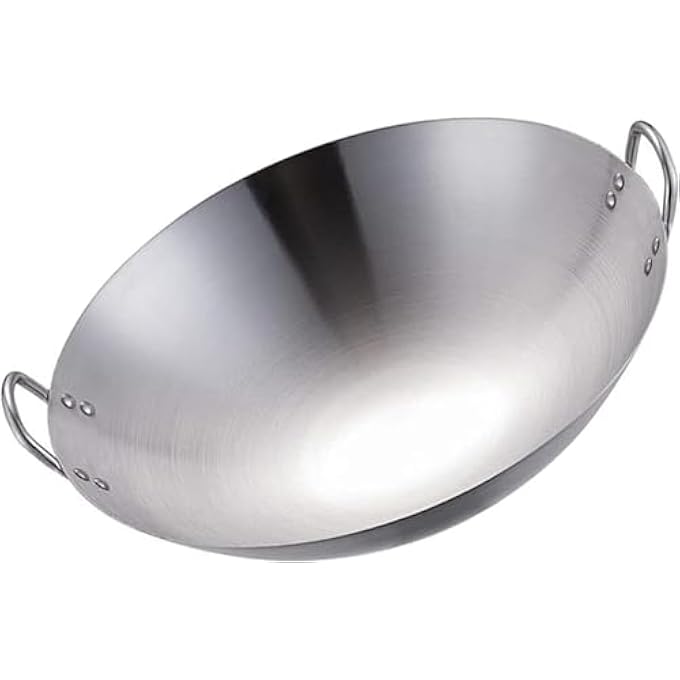 Silk Route Stainless Steel Wok Pan Stir Fry Pan Deep Frying Wok Nonstick Frying Skillet With Double Handles Flat Bottom Wok Chinese Cooking Wok 34Cm1338 Inch - Image 2