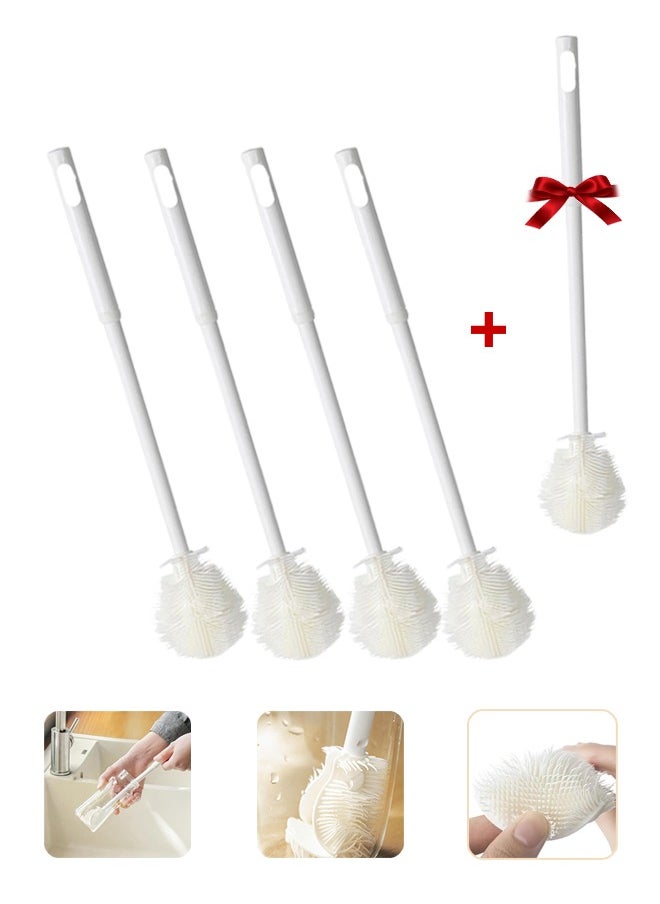 Sweet Life 5 Pcs 360 Degree Rotating Bottle Cleaning Brush Set for Cleaning Baby Bottles, Pacifiers, Sports Bottles, Vases and Glassware, Promotion Five Piece Set (White)  - Image 1