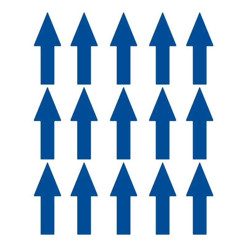 LiteMark Arrow Stickers Removable Matte Blue Decal  Ideal for Floors Signs Walls Smooth Surfaces in Office School Warehouse Industrial Setting Pack of 15 Arrows
