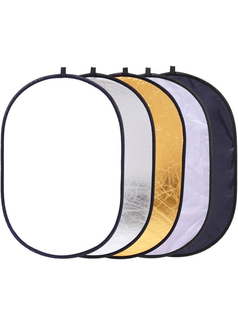 5 in 1 Portable 35"x47"/ 90x120cm Oval Collapsible Multi Disc Photography Studio Photo Camera Lighting Reflector/Diffuser Kit with Carrying Case, Great for Photo Shoots and Taking Pictures in Accurate - Image 1