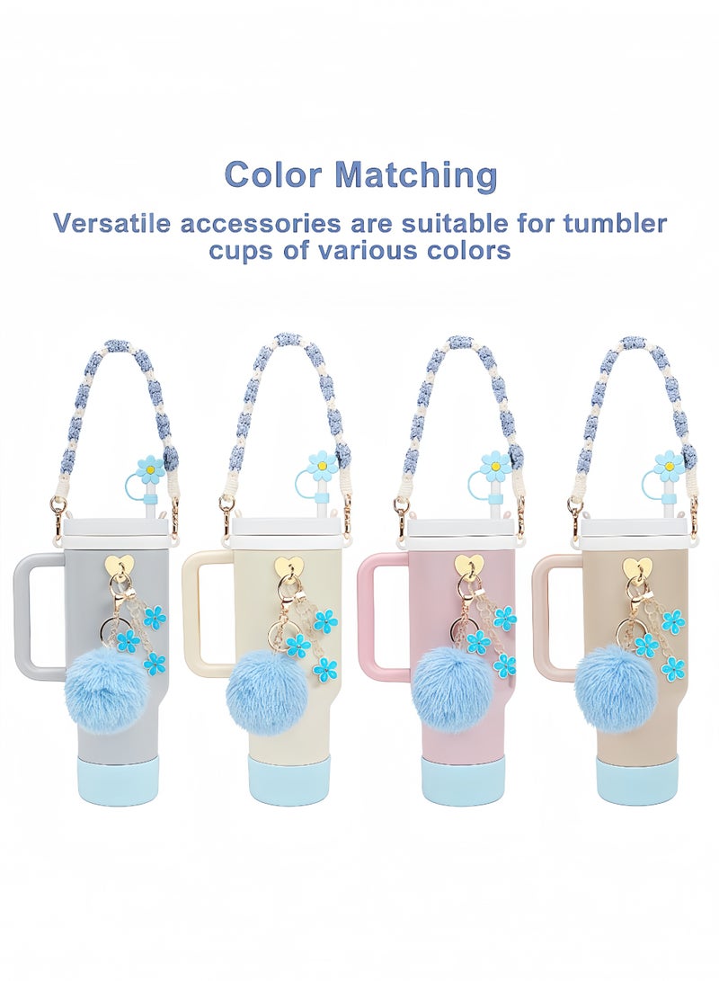 Peachjoy Cup Accessories Bundle, Handle Strap, Silicone Boot, Straw Cover, and Charms for 40oz and 30oz Tumblers (Blue) - Image 2