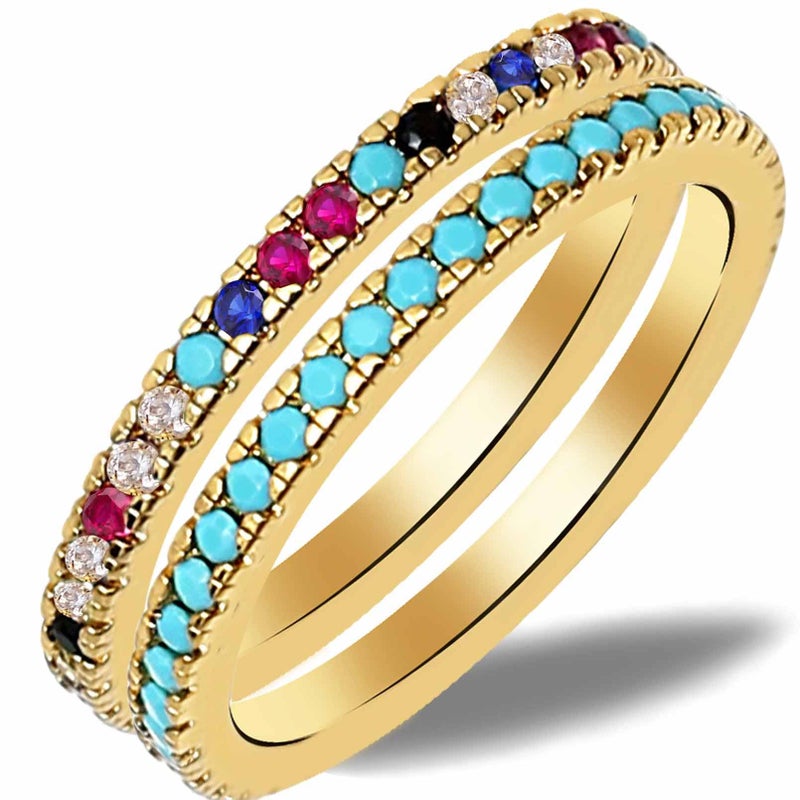S SUSANN Eternity Band Rings for Women,Elegant Stacking Rings Personalized Gold Jewelry Gift-SIZE 7 - Image 1