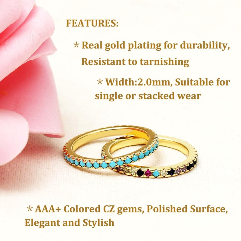 S SUSANN Eternity Band Rings for Women,Elegant Stacking Rings Personalized Gold Jewelry Gift-SIZE 7 - Image 2
