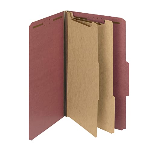 Smead 100% Recycled Pressboard Classification File Folder, 2 Dividers, 2" Expansion, Legal Size, Red, 10 per Box (19023) - Image 5