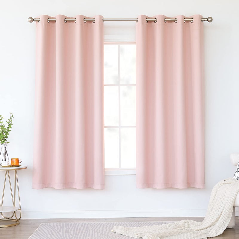 KEQIAOSUOCAI KEQIAOSUOCAI Baby Pink Curtains 63 Inch for Girls Room  Thermal Insulated Room Darkening Grommet Window Curtains for Kids Nursery Bedroom 2 Panels Pink 52 by 63 Inches Long 