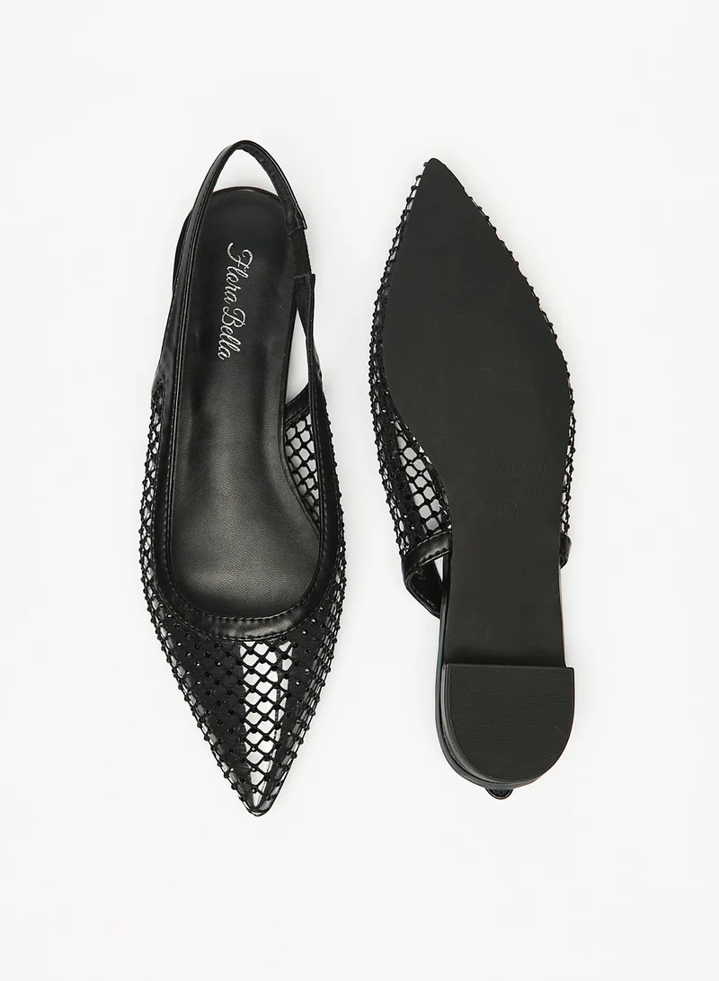 Flora Bella By Shoexpress Womens Embellished Pointed Toe Ballerina Shoes with Slingback Closure Ramadan Collection