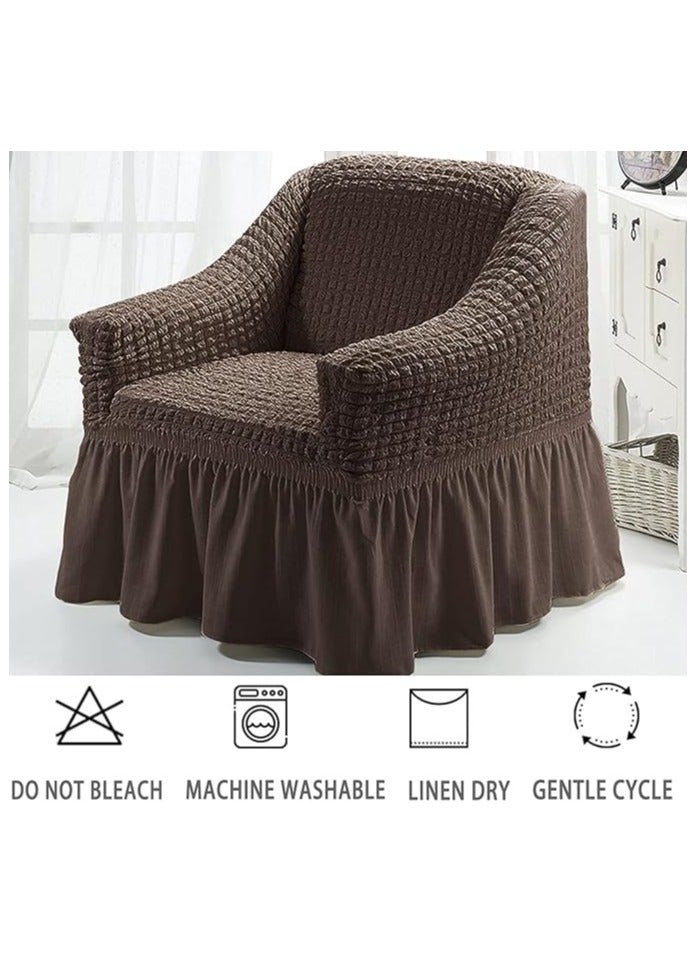 Sofa Cover, Universal Sofa Slipcover, Easy Fitted Sofa Couch Cover,Furniture Protector Cover with Skirt Country Style, Durable Washable Universal High Elastic Furniture Protector for Kids, Pets (Small, Dark Brown) - Image 5