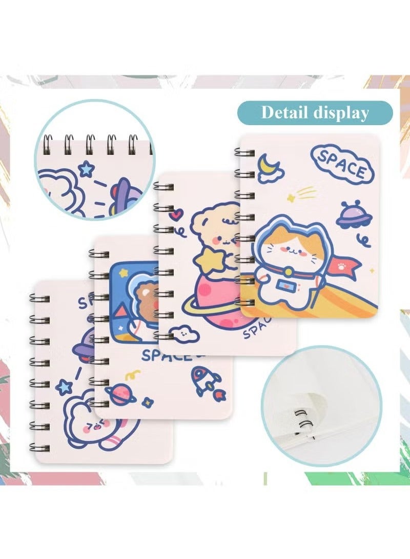 Mini Cute Animal Cartoon Pocket Notebook Set - Pack of 4, 3x4 Spiral Portable Notepads with Blank and Lined Paper, Including Inner Mini Journal Notepad A7 - Image 3