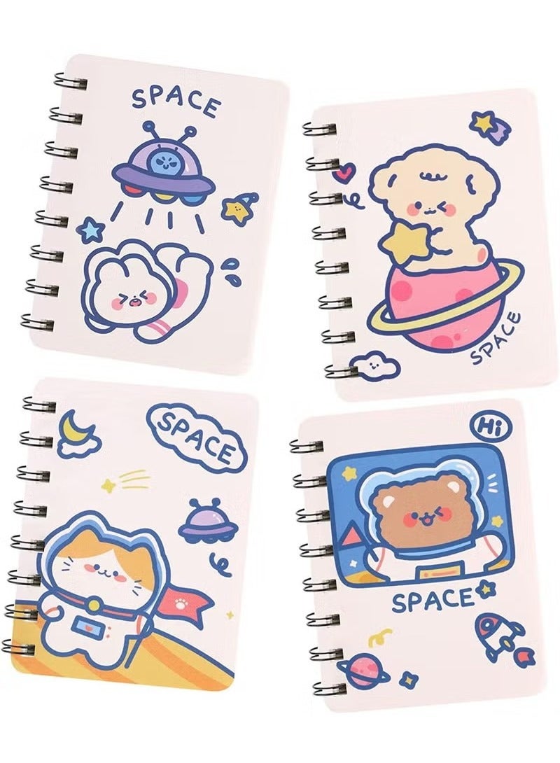 Mini Cute Animal Cartoon Pocket Notebook Set - Pack of 4, 3x4 Spiral Portable Notepads with Blank and Lined Paper, Including Inner Mini Journal Notepad A7 - Image 4