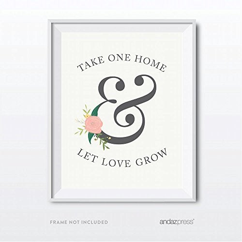 Andaz Press Wedding Party Signs, Floral Roses Print, 8.5x11-inch, Please Take One Home and Let Love Grow Plant Seed Favors Table Sign, 1-Pack, Unframed - Image 2